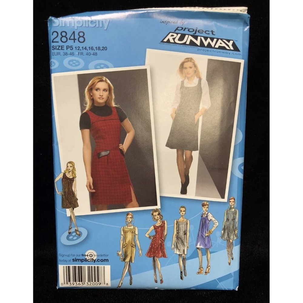 Simplicity Sewing Pattern 2848 Project Runway Jumper Size P5 12-20 Uncut